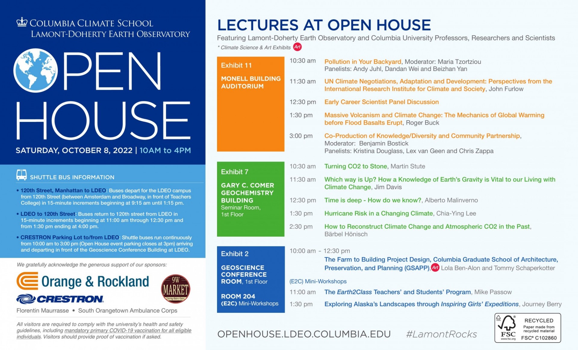 Open House 2022 Lecture Schedule