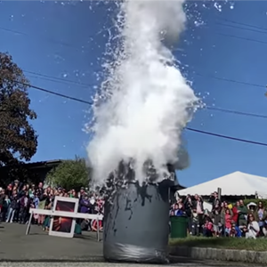 Image of trash can explosion