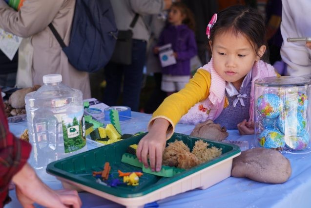 At this activity focused on the Jamaica Bay Wildlife Refuge, kids learn how wetlands and other natural obstacles can help prevent flooding and storm surges in coastal areas. Photo: Kyu Lee
