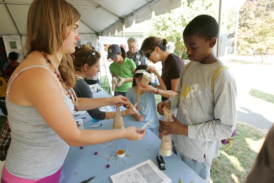 Kids learn how to build their own plankton nets distributing plankton nets