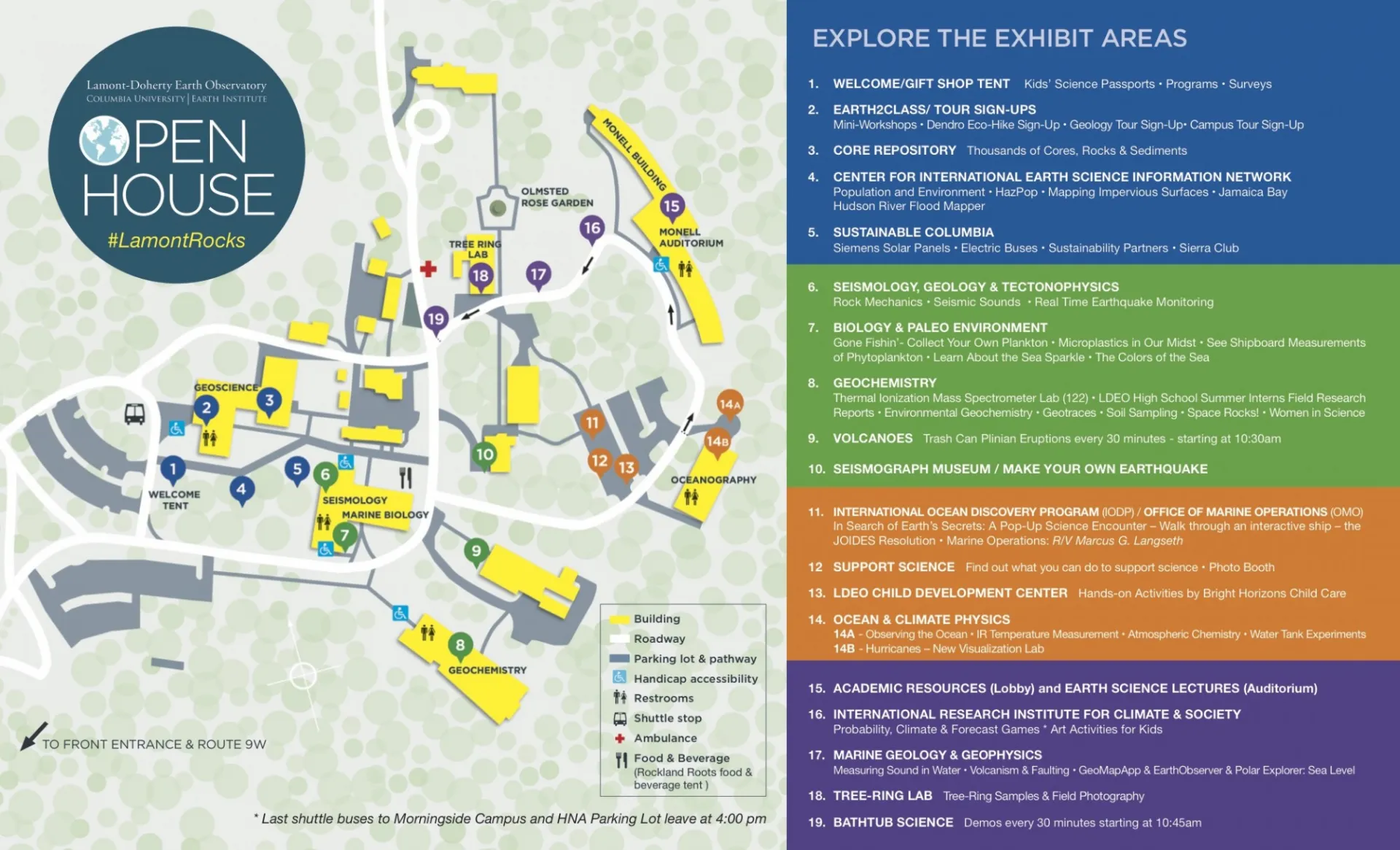 map of Open House exhibit areas