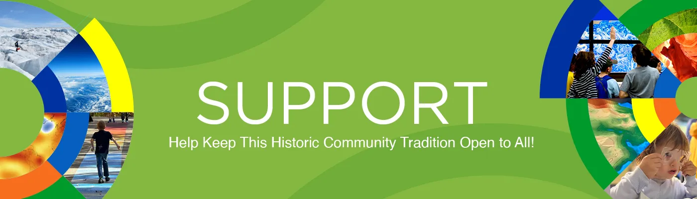 Collage of photos from Open House and fieldwork with the text SUPPORT: Help Keep This Historic Community Tradition Open to All!
