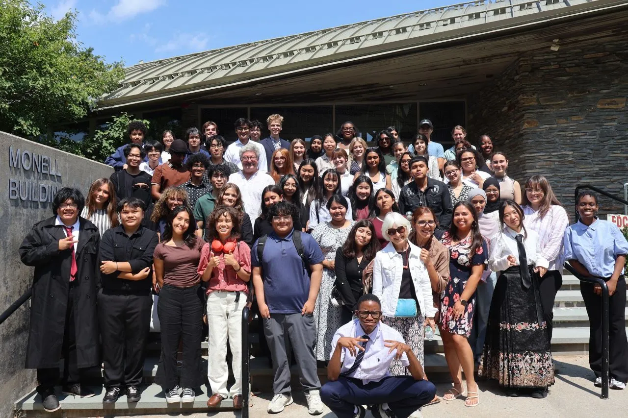 2026 Secondary School Field Research Program students and faculty at Lamont's Monell Building